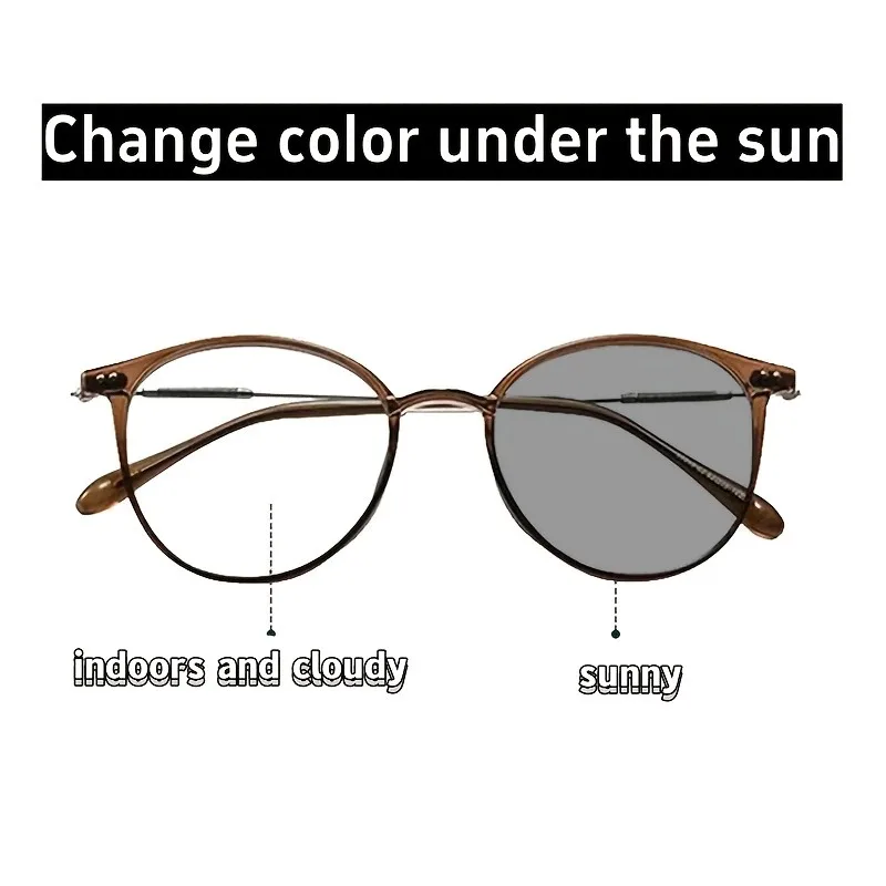 Color-Changing Transitional Lens Glasses with Stylish Unisex Computer Frame