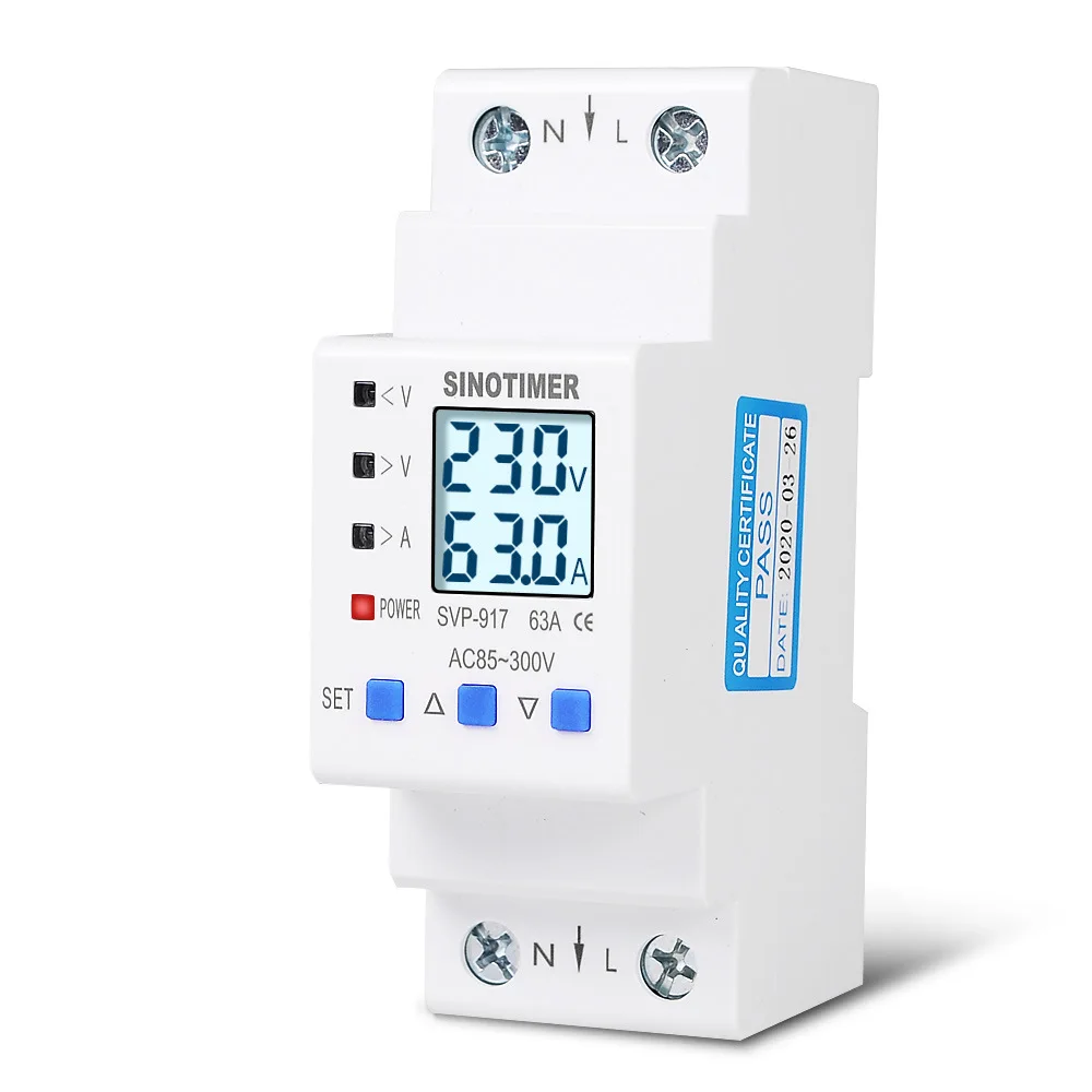 

AC85-300V 63A/80A Adjustable Self-recovery Over and Under Voltage Current Limiting Protector Overload Switch Power Display
