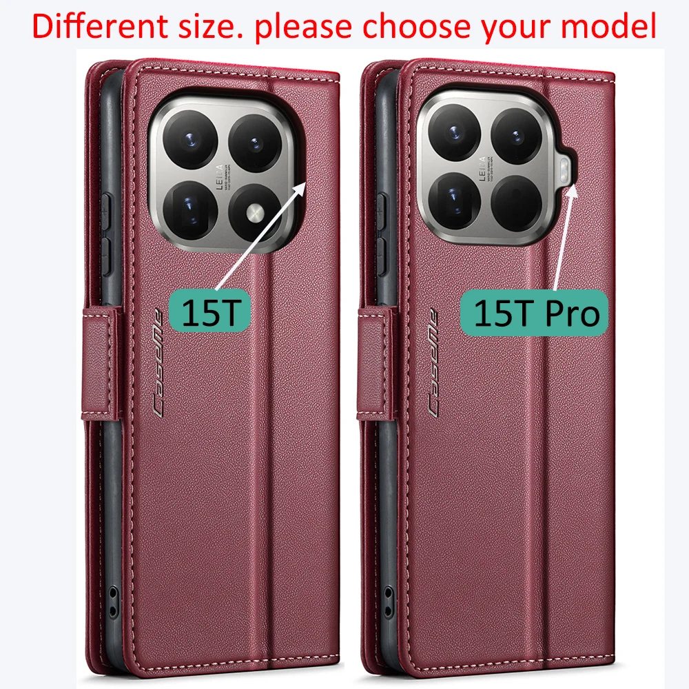 Leather Flip Wallet Case with Side Buckle Closure
