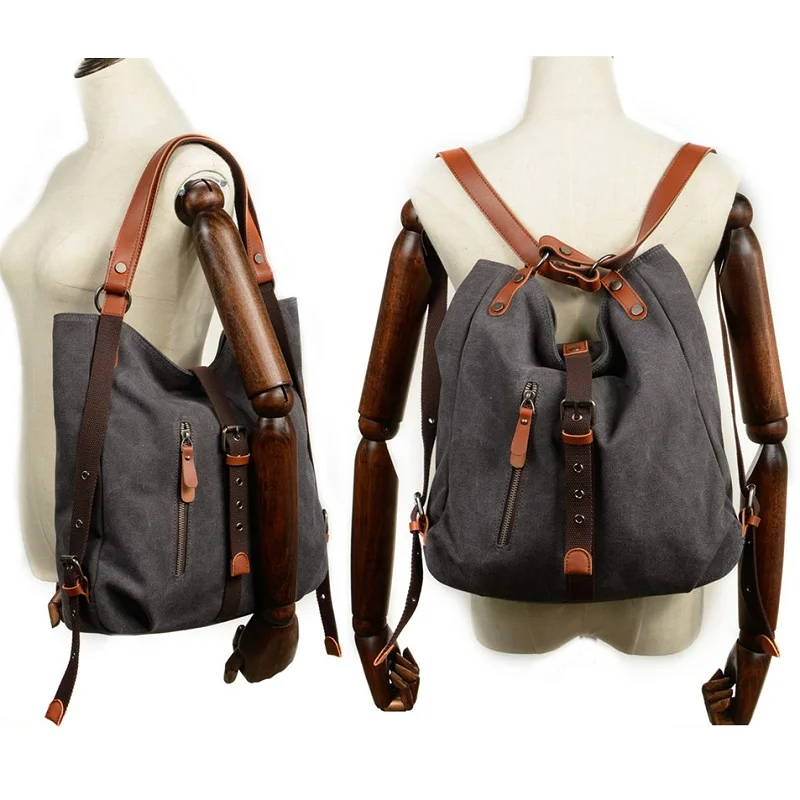 Multifunction 3 in 1 Women Shoulder Bag Casual Canvas Handbag Purse Large Capacity Female Tote Travel Bag Backpacks For Ladies