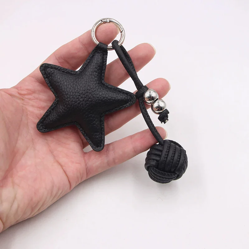 Handmade Star Woven Ball Keychain for DIY Bag Pendant Creative Gift for Women Charm Hanging Decoration Accessories