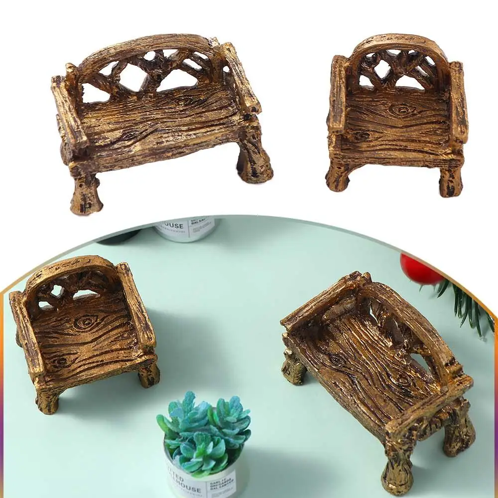 Mini Garden Ornament Miniature Park Seat Bench Craft Fairy Dollhouse Decor Micro Home Landscape Decor Accessories