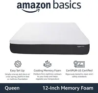Gel Memory Foam Mattress, Firm, Cooling, Queen Size Mattress, CertiPUR-US Certified, 80 x 60 x 12 inches, White/Dark Gray 2