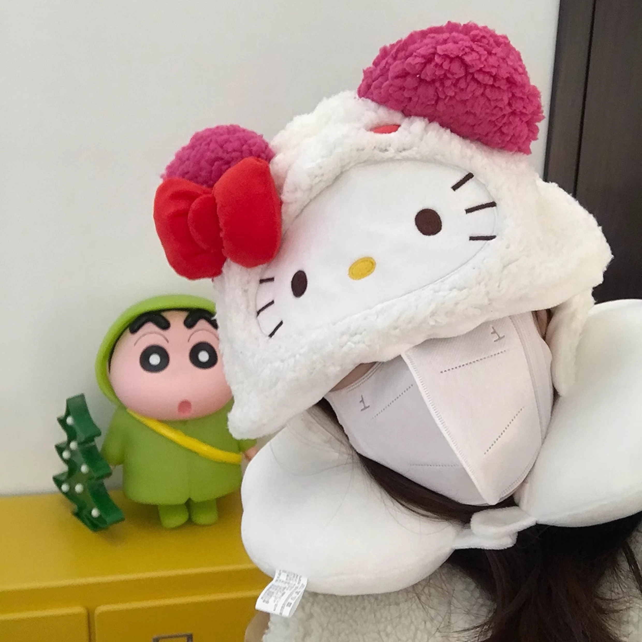 Cartoon Kuromi U-shaped Hooded Neck Pillow My Melody Hello Kitty Travel Blackout Nap Pillow With Hat Office Girl 5