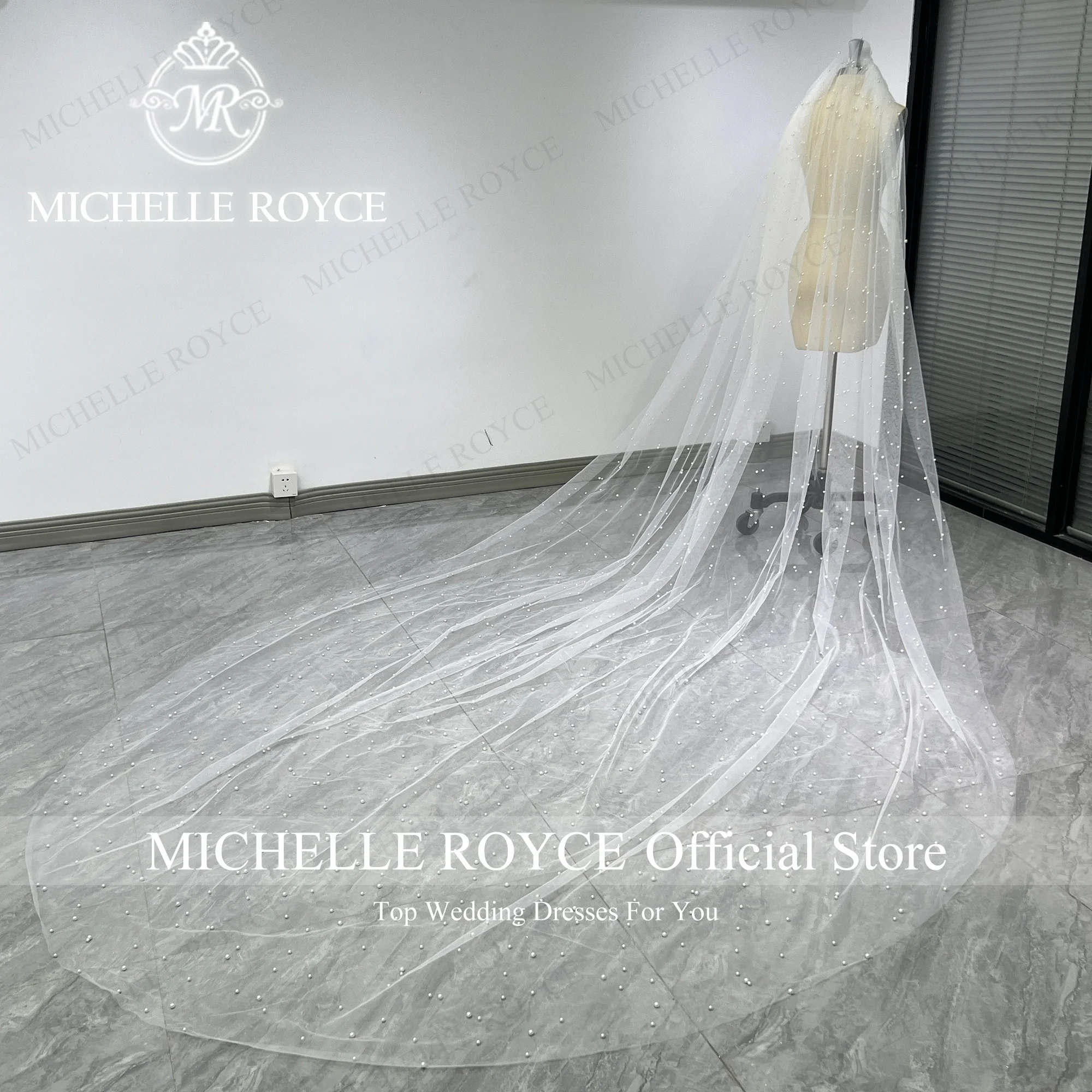 Michelle Royce Customized Adult Wedding Veils custom made length Beaded