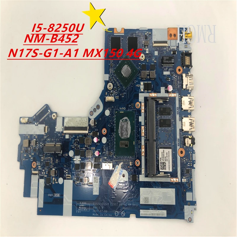 

NM-B452 For Lenovo 520-15IKB Laptop Motherboard With I5-8250U CPU 4GB RAM DDR4 N17S-G1-A1 MX150 4G GPU 5B20Q15647 MB 100% Tested