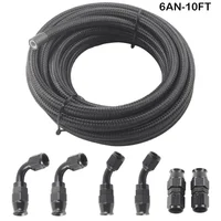 AN6 AN8 AN10 Black Nylon Braided PTFE Fuel Line Kit - 10ft with 6 Swivel Hose Ends - Image 3