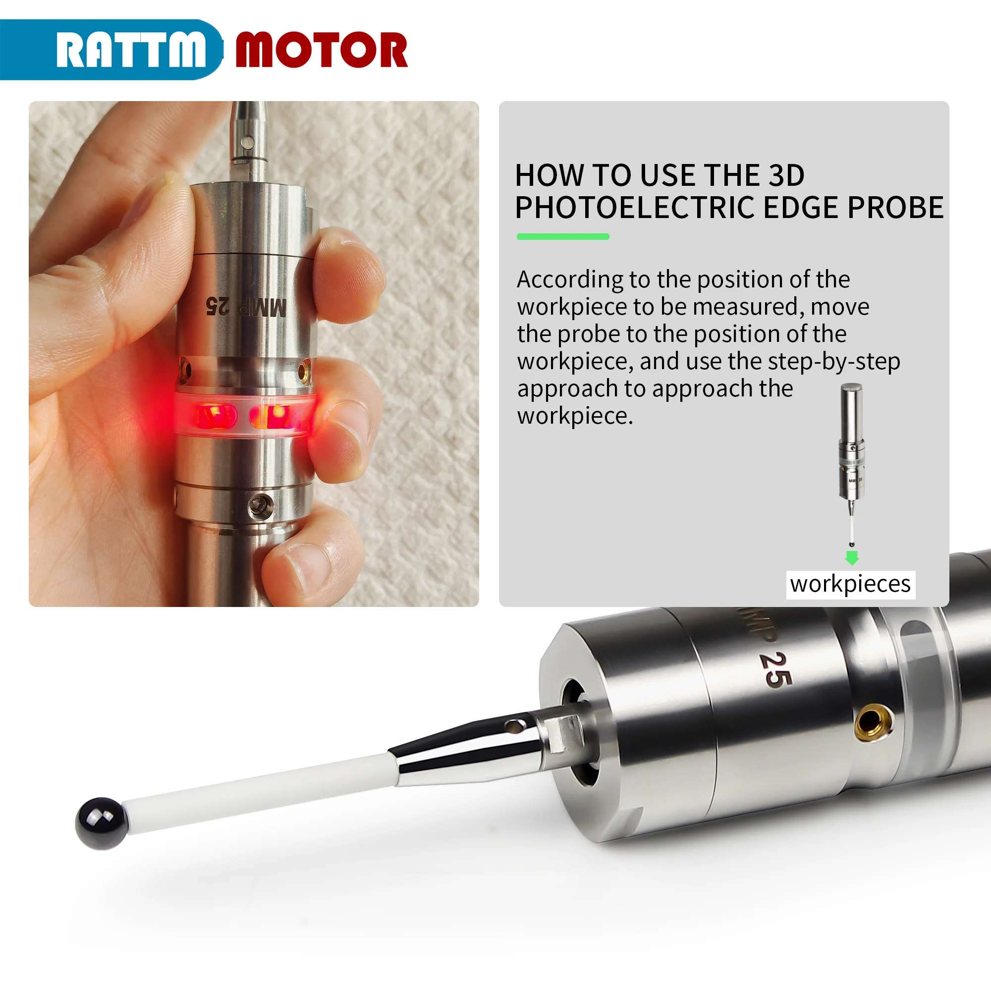 3D Light Edge Finder CNC Machining Center Sub-center Rod detection
