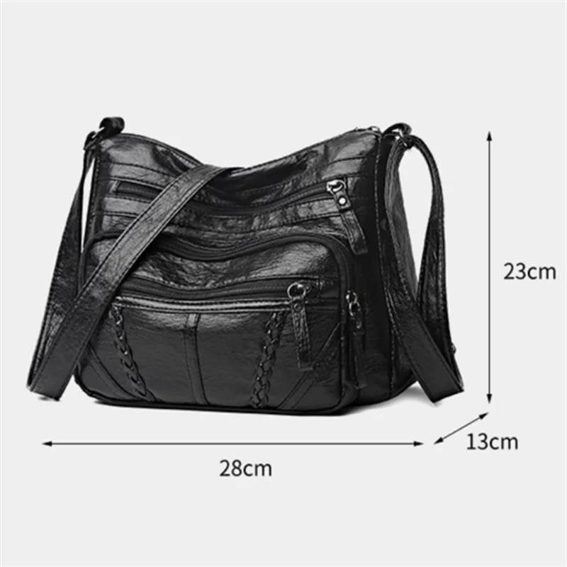 Vintage PU Leather Crossbody Bag, Retro Multi Layer Shoulder Bag, Fashion Handbag & Purse for Women's Work Travel Messenger Bag