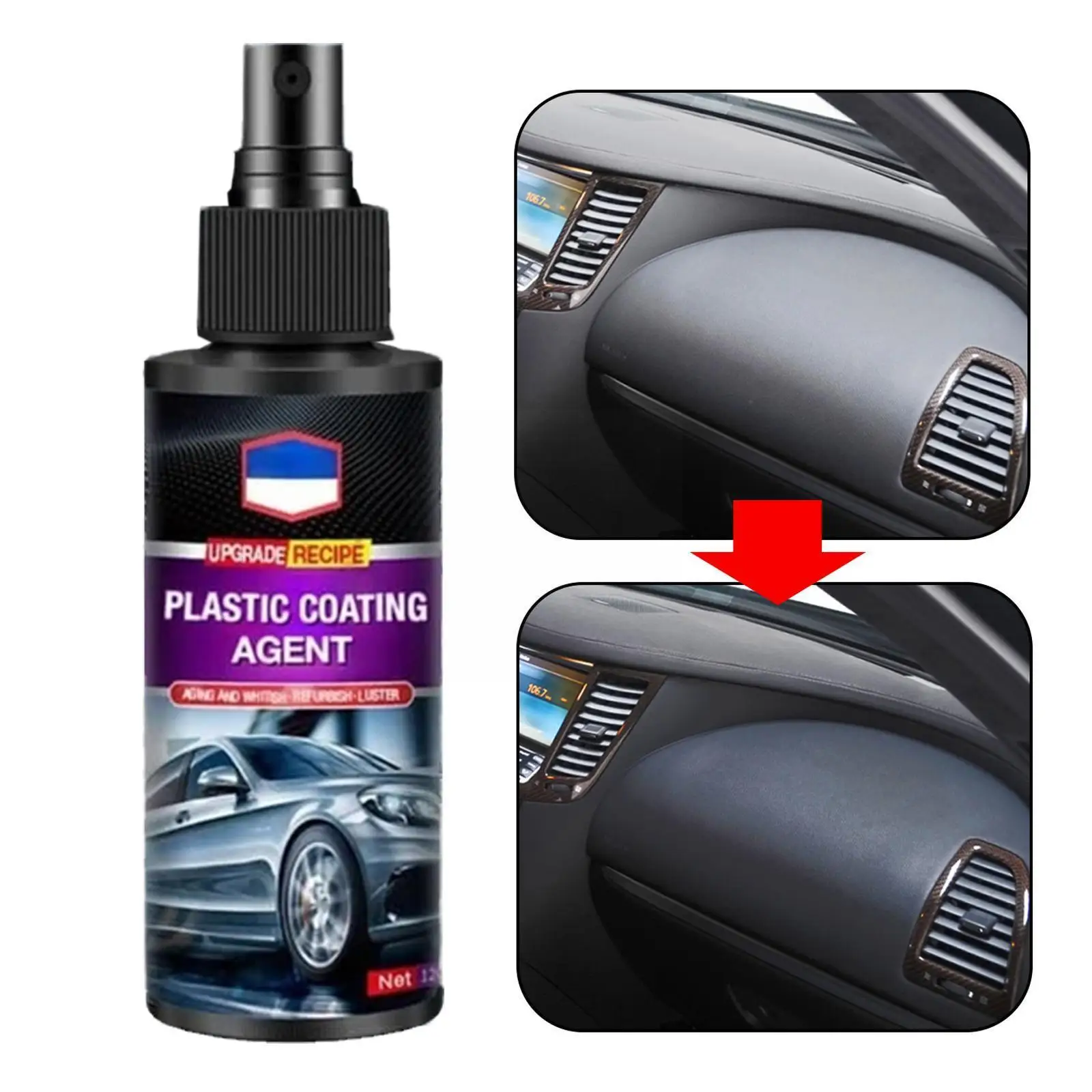 Car Interior Restorer Quick Coating Spray 120ml Plastic Agent Seat Parts Polish Agent Leather