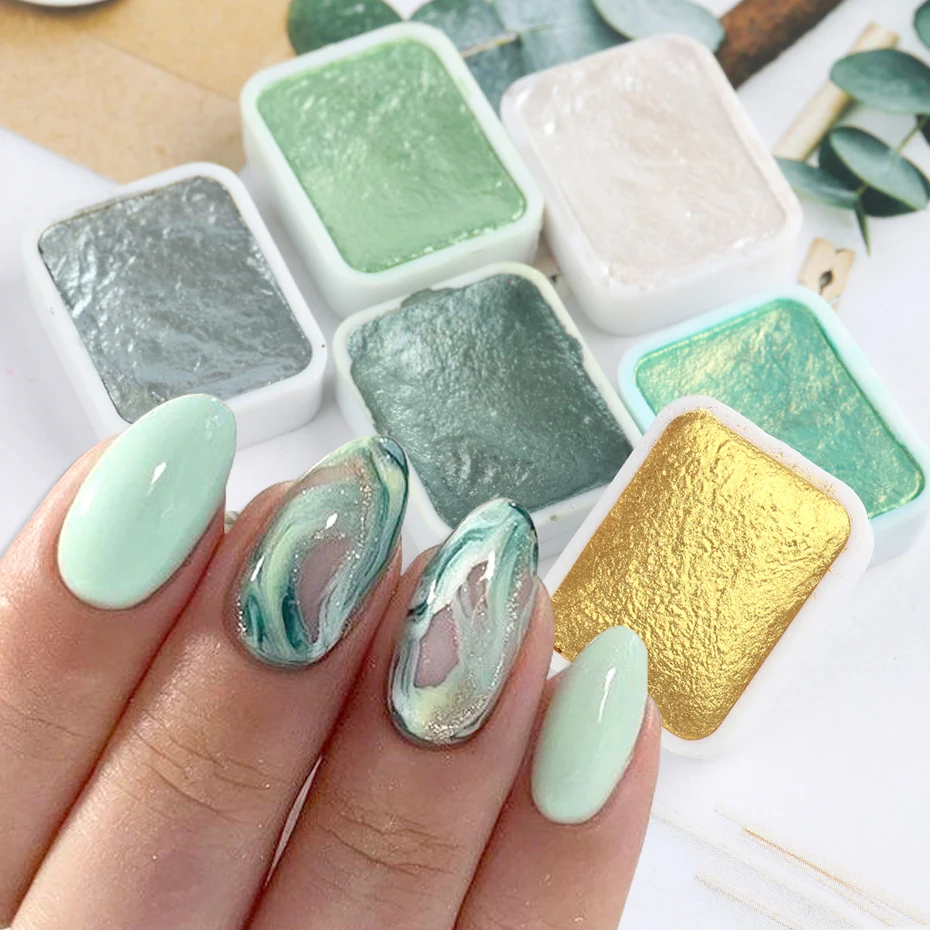 Metallic Watercolor Nail Art Palette - 08  Water color nails, Nail art,  Abstract nail art