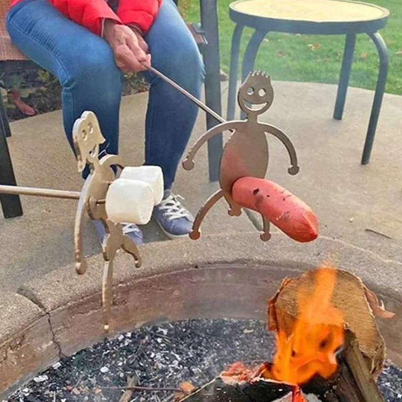 Bbq Creatieve Barbecue Vork Voor Hot Dog, Vrouwen & Mannen Vormige Rvs Camp Fire Roosteren Stok Metalen Spies Stok Bbq Tool