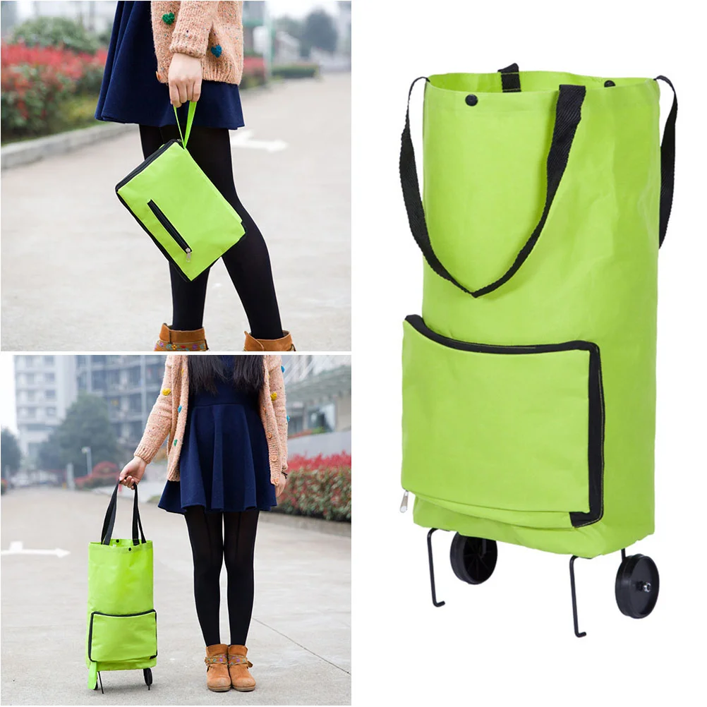 

Folding Shopping Cart Bag Trolley Bag Oxford Cloth Shopping Bag with Wheels Reusable Grocery Bag Rolling Utility