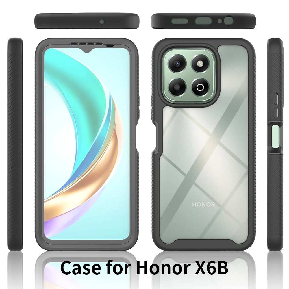 Transparent Shockproof Armor Phone Case Cover with Full Coverage PET Screen Protector