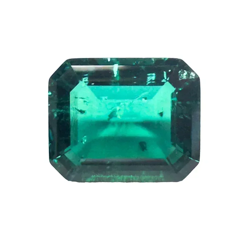 Lab Grown Zambian Emeralds Emerald Cut Hydrothermal Hand Cutting With Cracks Inclusions Inside Selectable AGL Certificate