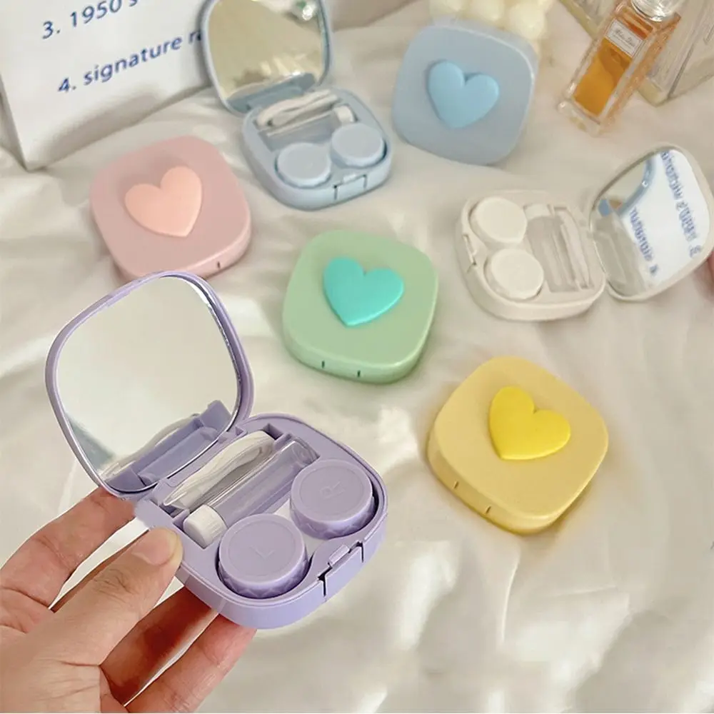 

Пластиковые контактные линзы, искусственные, в форме сердца, конфетных цветов, контейнер для хранения контактных линз с зеркалом, косметические контактные линзы для женщин и девушек