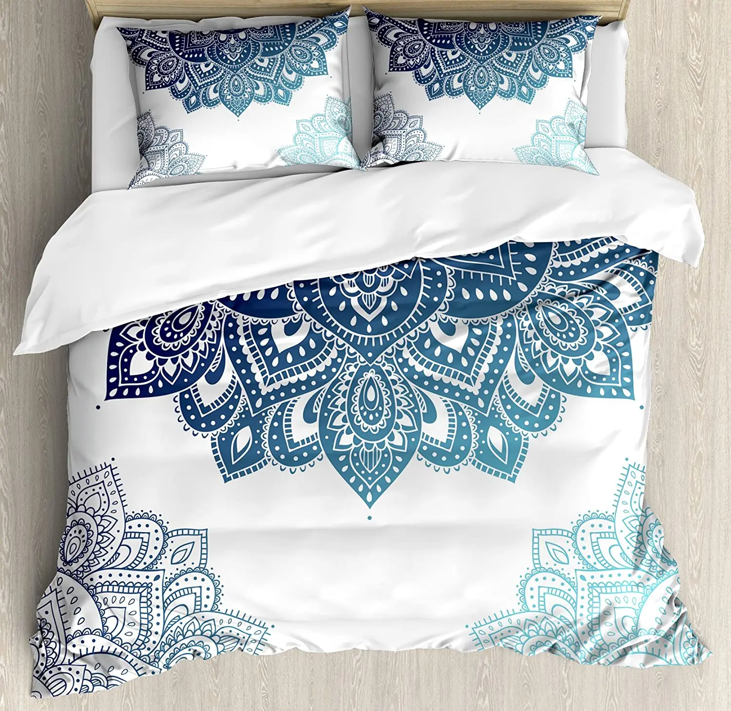 

Henna Bedding Set Comforter Duvet Cover Pillow Shams South Asian Mandala Design with Vibrant Color Bedding Cover Double Bed Set