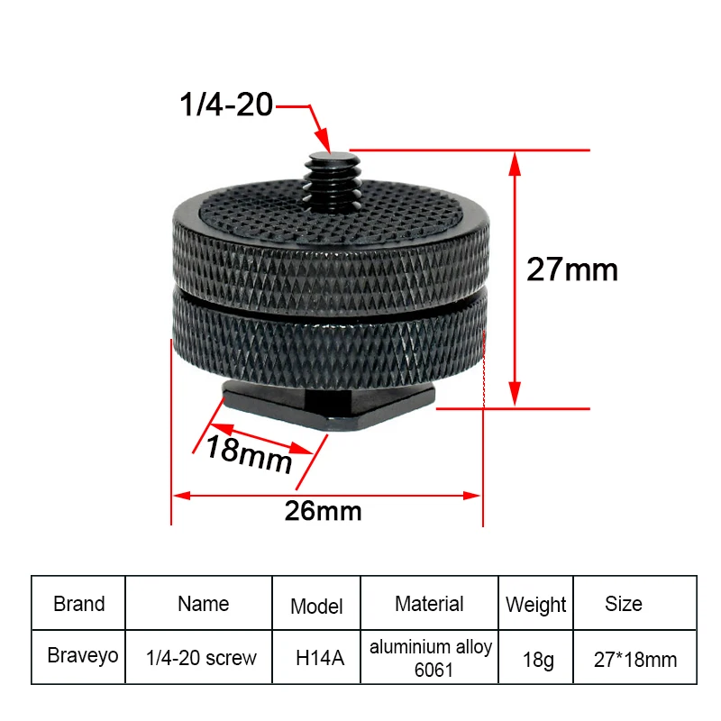 Double Layer Hot Shoe Photography Equipment Accessories 1/4 Live Streaming Tripod Accessories Camera Screw Flash Connection Base flash trigger camera flash adapter flash control part flash shoe cover flash tube replacement part flash protective case