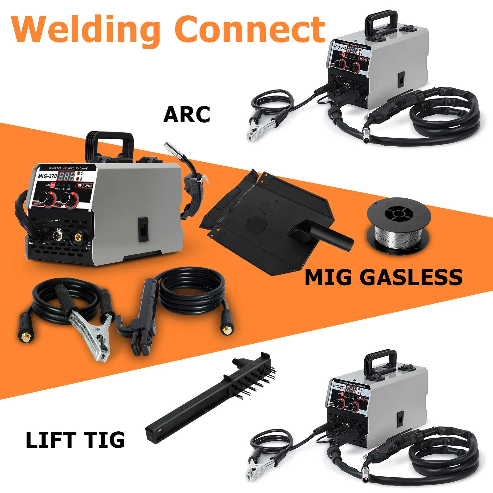 3 in 1 MIG Welder Inverter, LED Digital Display MIG Welder, TIG Welding Machine, Gasless Welder, Multi Process Welding