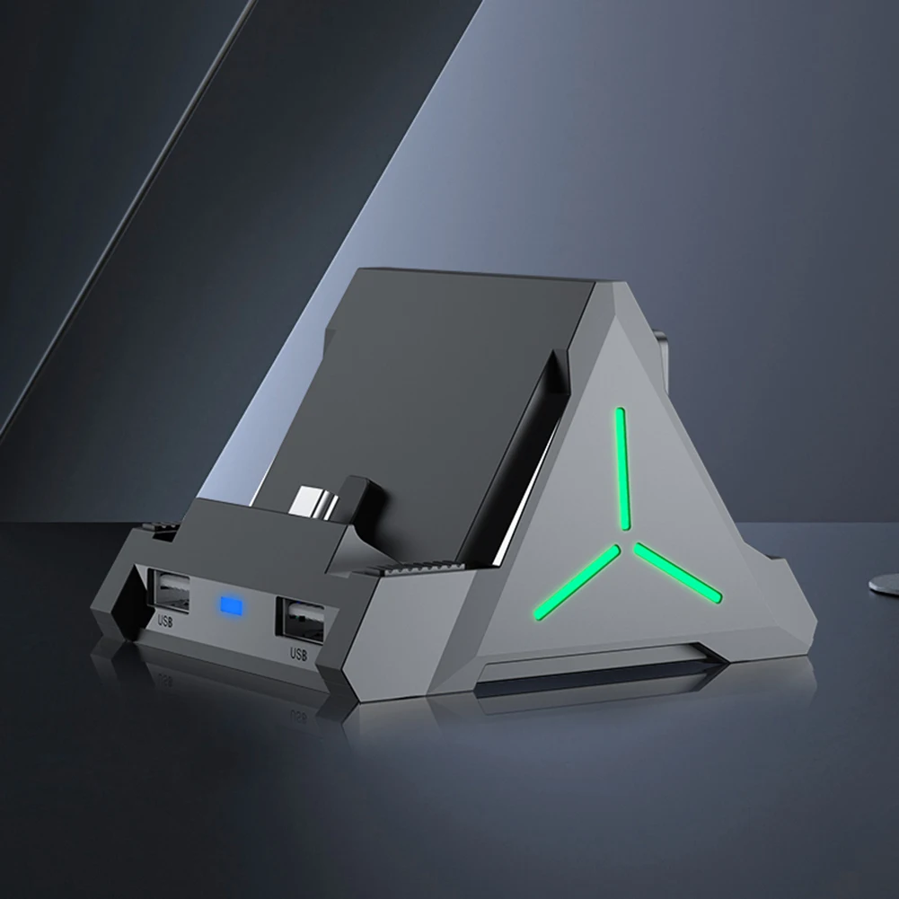 For Switch TV Docking Station Portable Charging Stand with HDMI-Compatible USB Type C Ports Base Charger Stand for Switch Dock