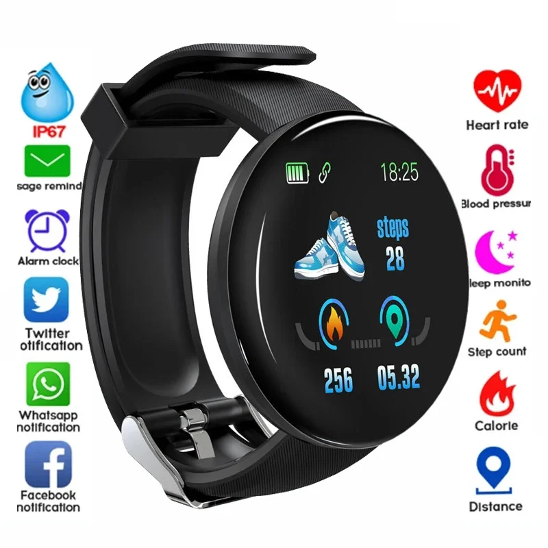 

D18 Smart Watch Heart Rate Fitness Tracker Bracelet Men Women Kids Smart Wristband Waterproof Sport Smartwatch For Android IOS