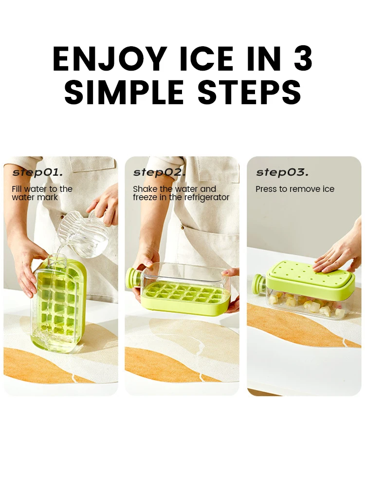 500ML/800ML Ice Cube Bottle Ice Cube Tray With Lid NO SPILL Tray For Freezer NO TOUCH Silicone For Freezer