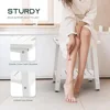 Shower Bench for Inside Shower - White Shower Stool Waterproof - Spa Bathroom Seat Chair with Handle, Storage Shelf, Adjustable 4