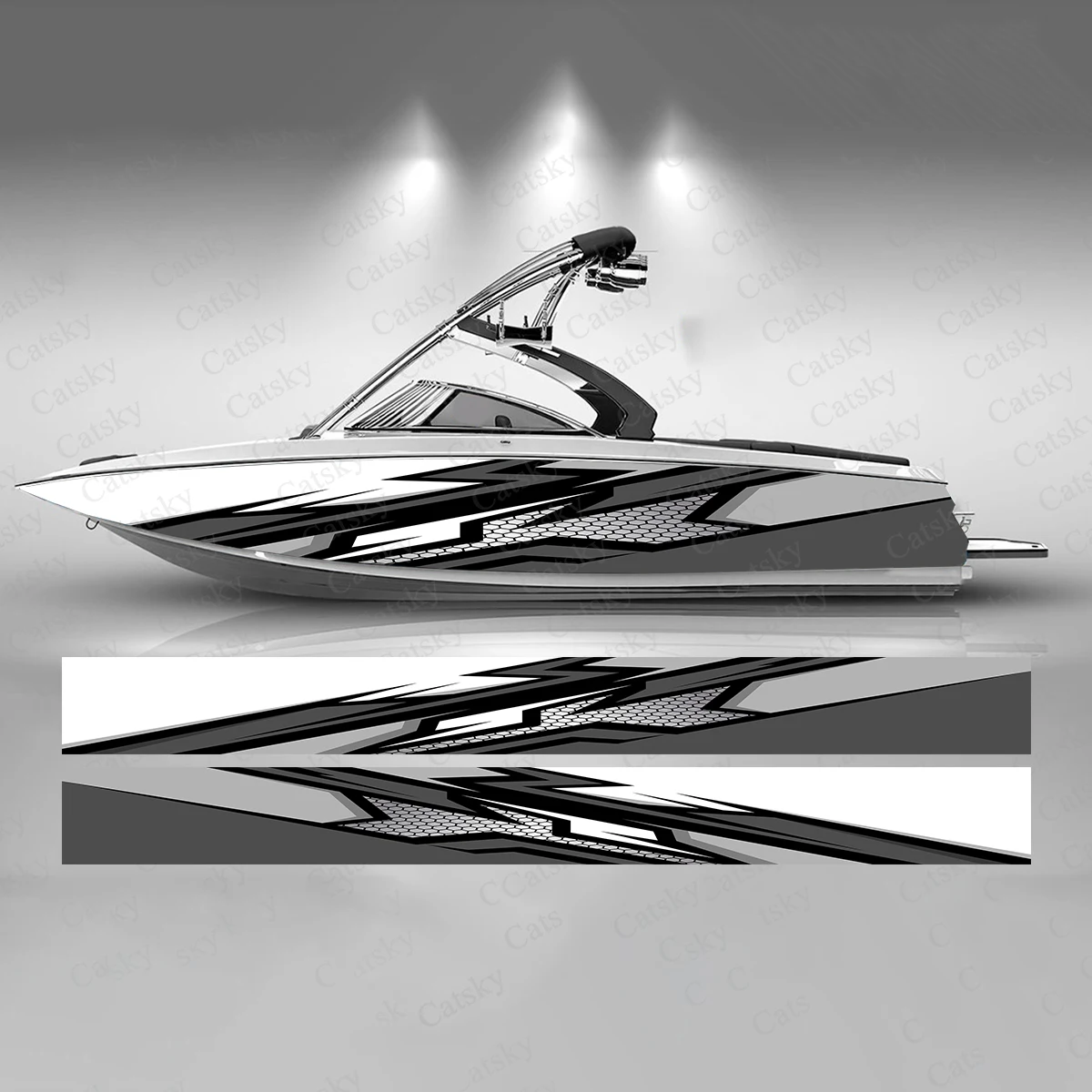 

Абстрактная шестиугольная цветная наклейка с лодкой, модная виниловая водостойкая наклейка на заказ с рисунком лодки, лодки