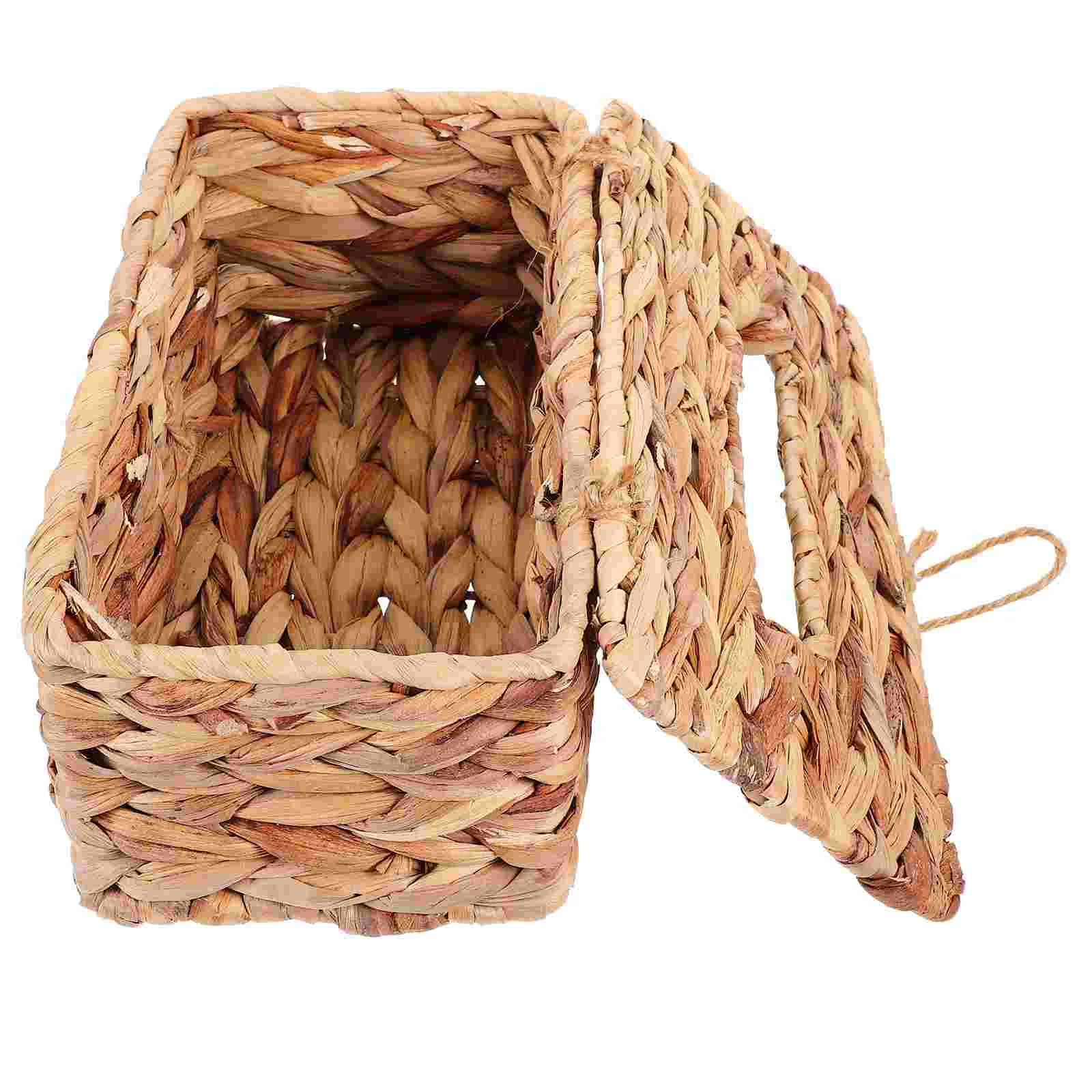 

Vintage Woven Tissue Box Office Car Decor Desktop Seaweed Napkin Storage Holder