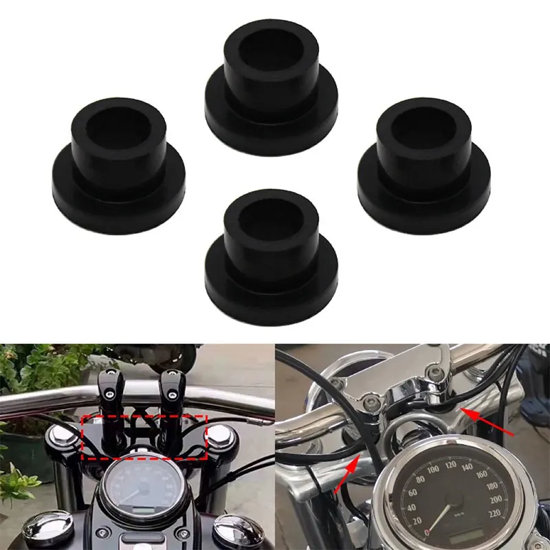 4 Pezzi Kit Boccole Morsetto Manubrio Moto Nero Moto Boccole Riser Maniglia In Gomma Per Harley Touring Glide Sportster