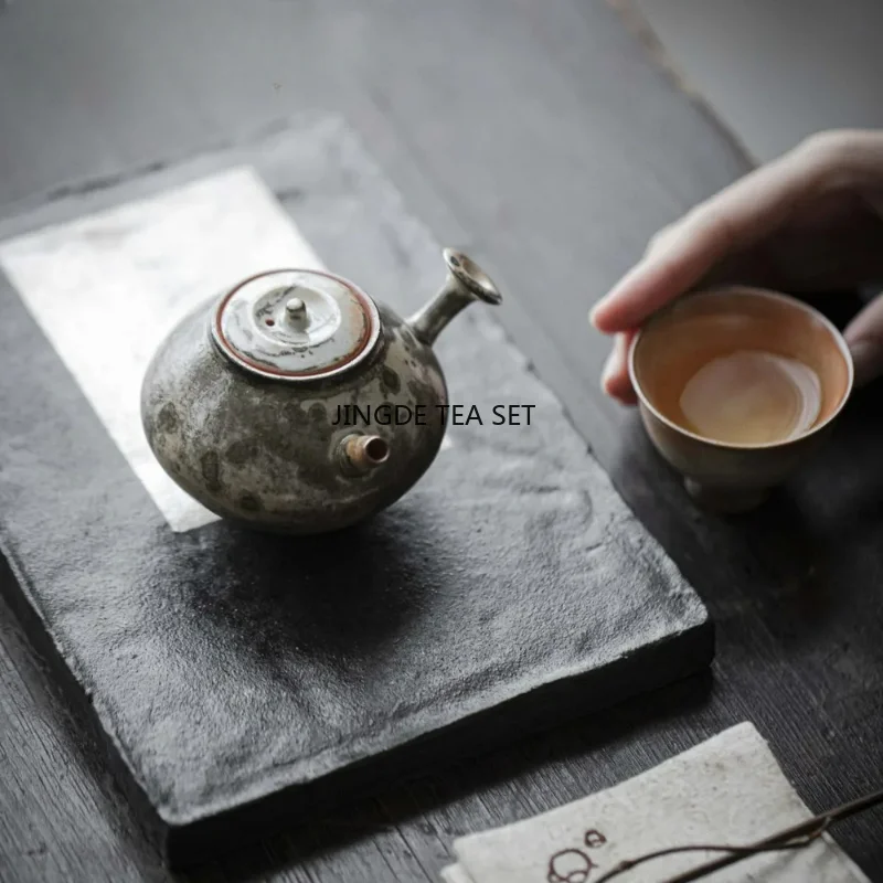 Ceramic Japanese ink wood fired porcelain teapot retro side handle tea set oolong tea set accessories