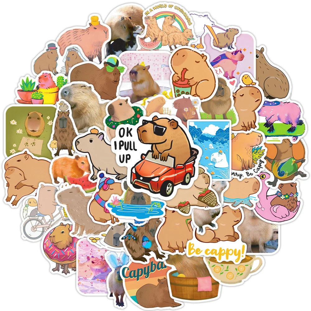 10/30/50pcs Plump Capybara Cartoon Graffiti Stickers Animals Kids Toys Decorative Scrapbook Laptop Phone Car Vinyl Cute Sticker sharkbang bobo full set series decorative stickers kawaii bullet heart number scrapbook kpop sticker postcards korean stationery