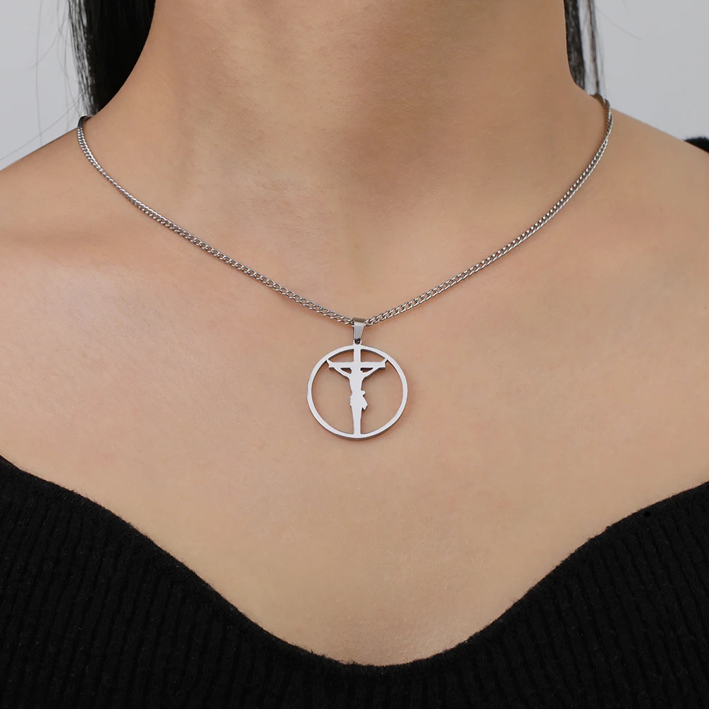 Dawapara Jesus Kruzifix Kreuz Halskette Religiöse Bibel Gebet Christus Der Erlöser Statue Anhänger Edelstahl Religiöses Geschenk – Detail 7