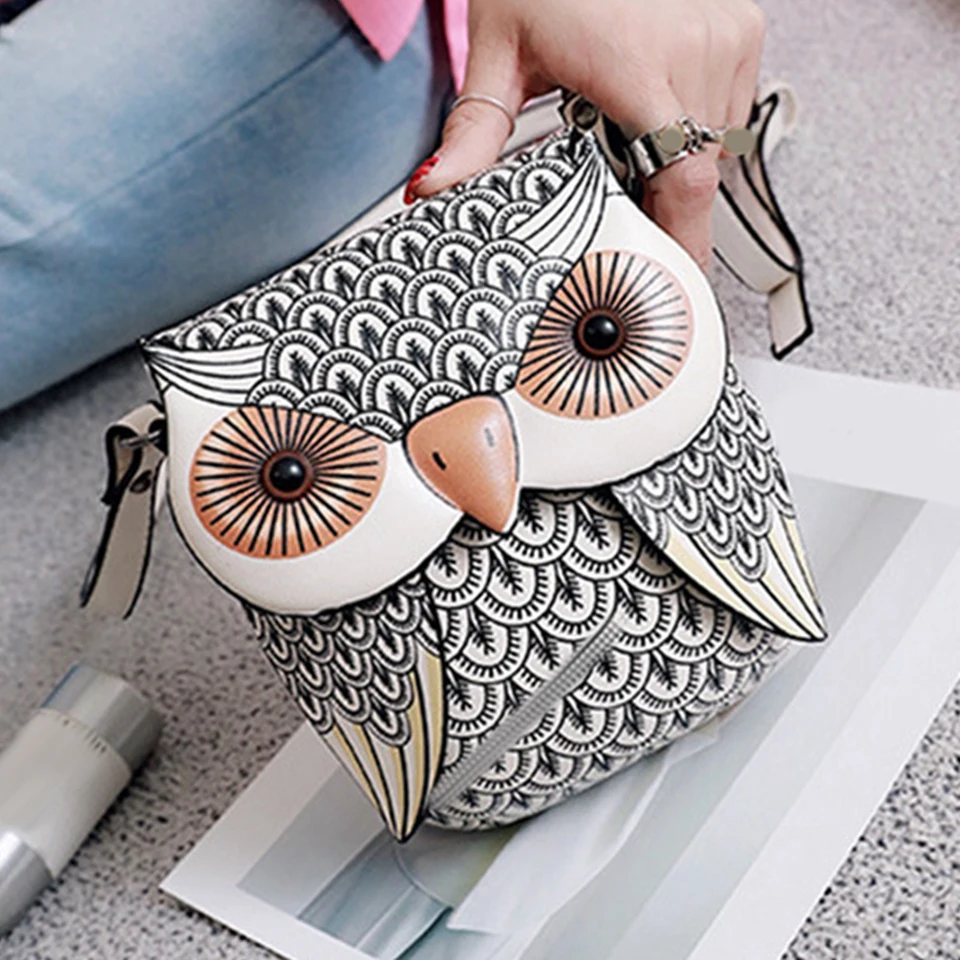 Petit Sac/étui Universel En Laine - Motif Hibou, Fermeture éclair, Occasion