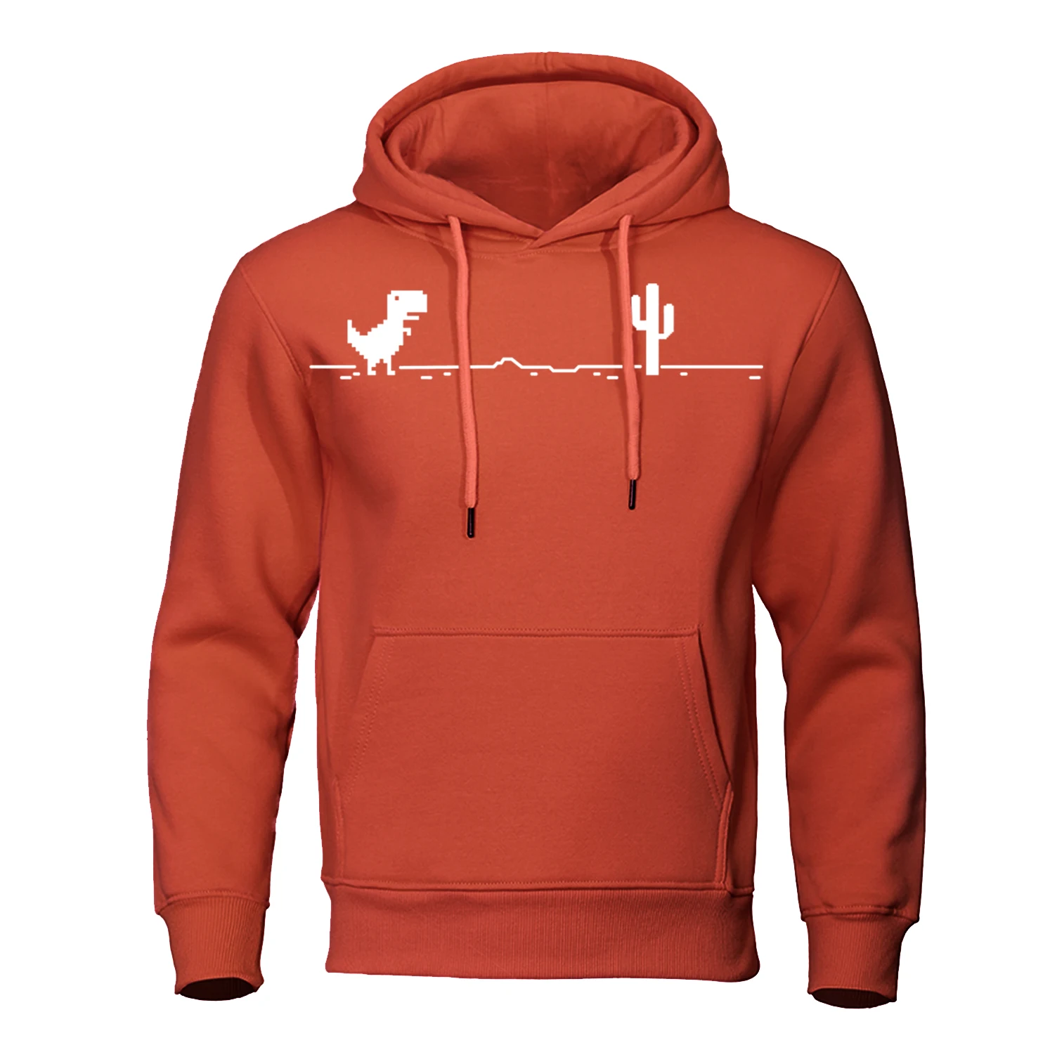Mosaic Game Cactus Little Dinosaur Hoody Mens Casual Streetpullover Casual Oversized Clothes Fleece Pocket Warm Clothes Men\'S
