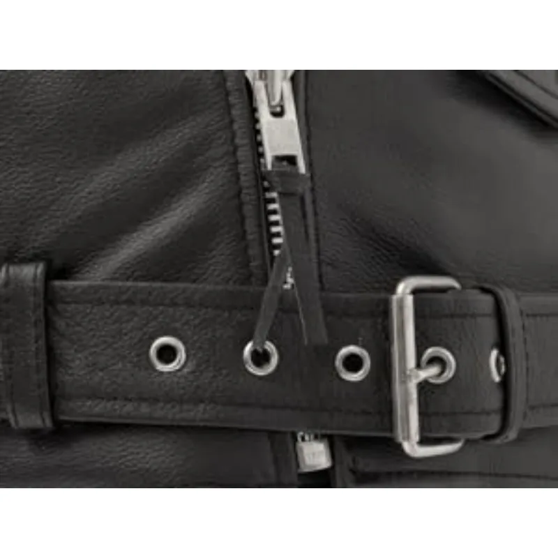 belt of black leather jacket