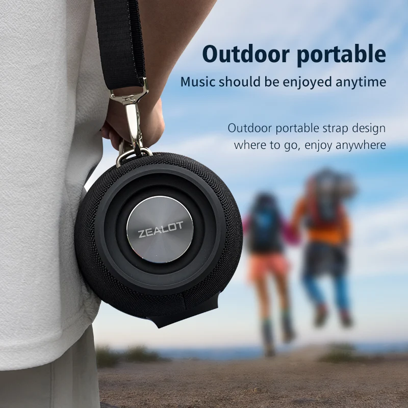 Zealot S67 Wireless Speaker WithShoulder Strap,Outdoor,Waterproof,Portable Speaker with Loud Stero and Booming Bass,40H Playtime