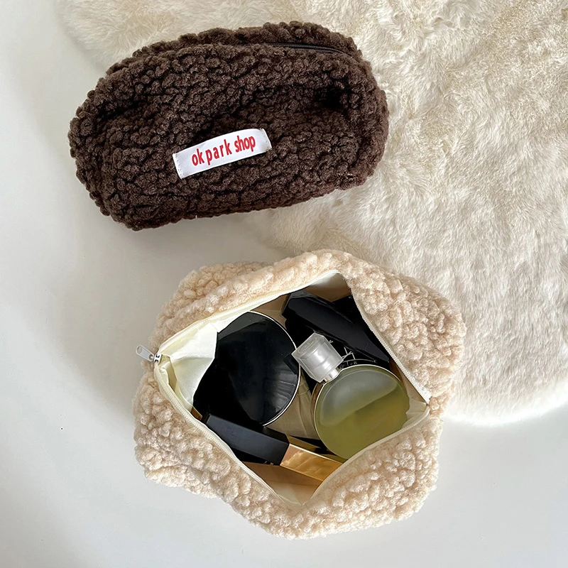 Cashmere Cosmetic Bag Zipper Bag Makeup Storage Bag Travel Cosmetic Bag Cute School Office Supplies Large Capacity Bag 5