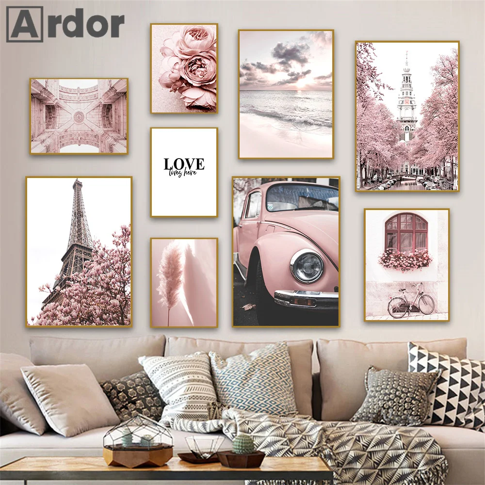 Pink Reed Flower Tower Paris Car Beach Wall Art Canvas Painting Nordic Posters And Prints Pictures For Living Room Home Decor 26 Pink Reed Flower Tower Paris Car Beach Wall Art Canvas Painting Nordic Posters And Prints Pictures For Living Room Home Decor