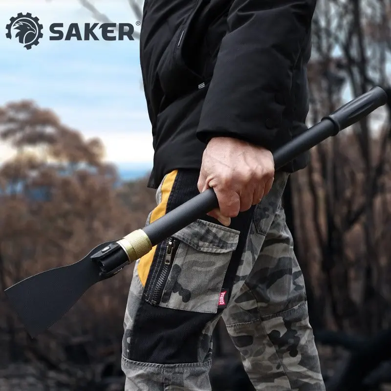 SAKER Outdoor Multi-Function Shovel Alloy Steel Folding Pickaxe + Hoe Self-driving Garden Dirt Fishing Camping Survival Tools