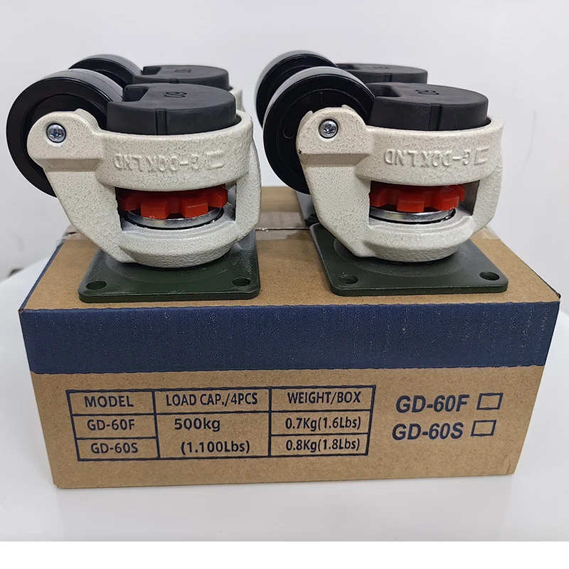 Pack of 4 Leveling Machine Casters with Rubber Pad, GD-60F/60S Plate Mounted Retractable Workbench Leveling Feet Caster wheels