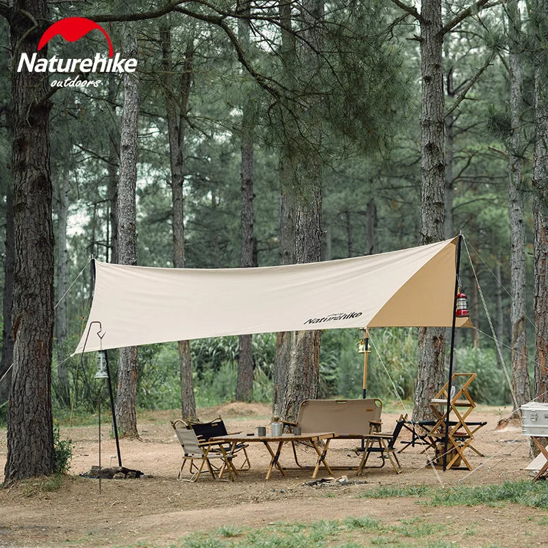 Natureifa-Grand abri hexagonal, pare-soleil en coton, protection solaire,  auvent, bâche de camping extérieure TarLII