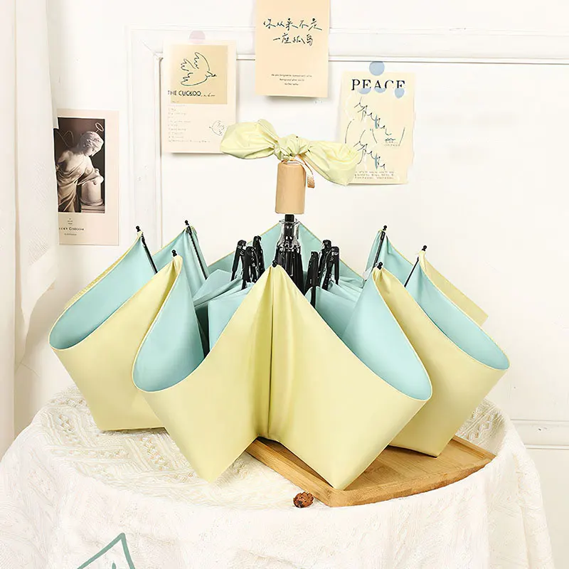 Three-fold Folding Umbrellas Sunny and Rainy Umbrellas Portable Small Fresh Women's Sunscreen UV Protection Umbrella