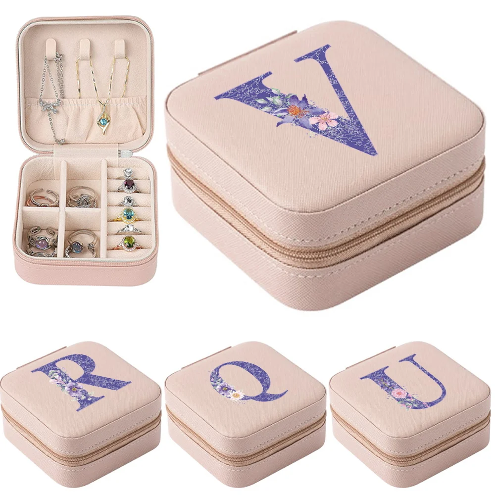 

Jewelry Box Organizer Display Travel Jewelry Zipper Case Boxes PU Leather Portable Earrings Necklace Ring Mini Wedding Gift Box