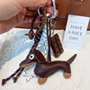 Keychain Retro Ins Style Sausage Dog Car Keychain Bag Pendant Hanging Rope Chocolate Weaving Rope Accessories 5