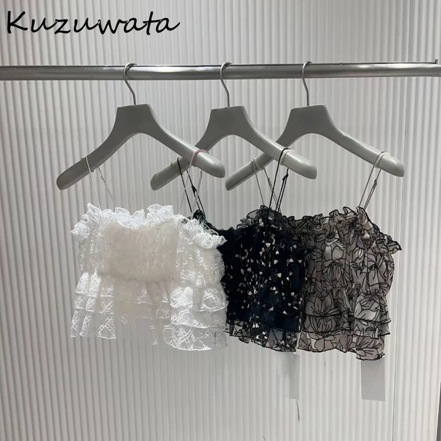 Kuzuwata Japanese Fashion Sweet Fresh Tanks Elegant Print Polka