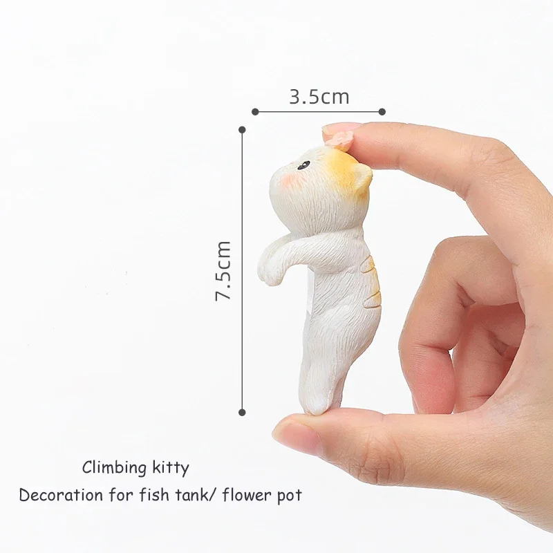 Set of 4 Climbing Kitten Figurine Decorations for Pots, Tanks, and Tabletops