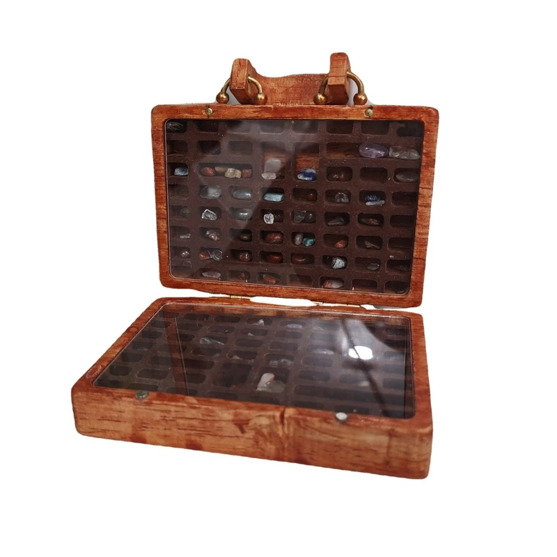 

Crystal Collection Box Stone Collectibles Ornament in a Wooden Crystal Collection Box Suitcase Home Supplies Dropship