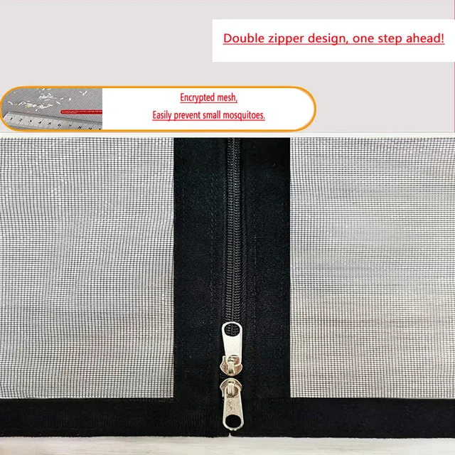 Summer, gray, mosquito net mesh, window screen, double zipper self-adhesive window mosquito net, zippered household mosquito net 6