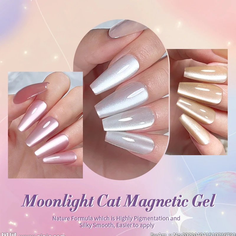 BORN PRETTY Sparkling Moonlight Cat Magnetic Gel Polish Set Semi Permanent Soak Off Crystal Gel Nail Polish Kit For Nail Art DIY 6